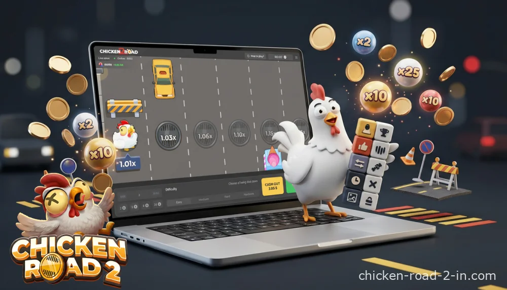 Chicken Road 2 is a crash game from InOut Games with an RTP of 97%, bets starting at ₹10, and a maximum payout of x20,000